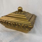 Gold Trinket Jewelry Box Velvet Lining Vintage Victorian Square Velvet Lined