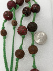 Vtg Mixed Media Replica Chinese Shou Nut Wood Resin Bead Necklace Knotted Cord