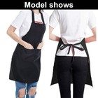 1-100pcs Solid Cooking Kitchen Restaurant Waiter Bib Apron Unisex Black 2 Pocket