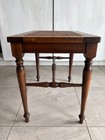 Vintage Wooden Piano Bench Stool Woven Cane Rattan Side Table Turned Legs 21x18