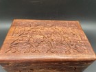 Vintage Hand Carved Wood Trinket Marquetry Box  Wooden Jewelry