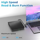 External Usb 3 0 Type-c Cd dvd Drive Burner Reader For Laptop Mac Windows