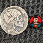 Borosilicate Glass Superman Polished Murrine Coin - Comic Fan Art