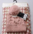 Nine West Women s Faux Fur Pom Beanie   Scarf Set Sv3 Blush One Size Nwt