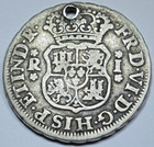 1756 5 Lm Jm Spanish Peru 1 Reales Overdate Genuine Antique 1700s Pillar 1r Coin