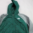 The North Face Boys  Quilted Full Zip Hoodie Jacket Green Gray Size L  14 16 