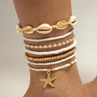 7 Pcs Bohemian Starfish Anklets Gold Boho Ankle Bracelets For Women  Dainty Hand