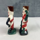 Vtg Japan Anthropomorphic Christmas Candy Cane People Wink Salt   Pepper Shakers