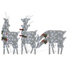 Christmas Reindeer Set Of 6 Silver Fabric Large