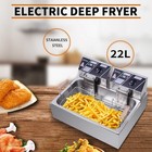 22l Electric Deep Fryer Dual Tank Stainless Steel Fry Basket Commercial 5000w