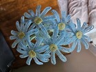 Handmade French Beaded Flowers Home Decor Blue Daisy Set Of 6 Daisies