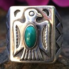 Vintage Bell Sterling Thunderbird Turquoise Southwestern Navajo Style Ring 8 75