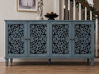Vintage Tv Stand Sideboard Buffet French Floral Carved Cabinet W solid Wood Legs
