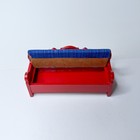 Vintage Lundby Dollhouse Bench Painted Red Blue Fabric Covered Sweden