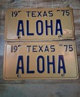 Lot 2 Rare Vintage Authentic Set 1975 Hawaii Aloha License Plate Texas State