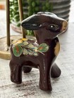 Vtg Mexican Folk Art Donkey Burro Tonala Style Painted Mini Red Ware Brown Glaze