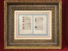 Illuminated Manuscript 2 Leaf Framed Antique Gilt Frame C1450 Book Hours Rare