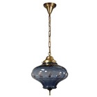 Vintage New Old Stock Pendant Lights With Blue Glass Shades  2 Available  Nc4964