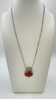 925 Sterling Silver Carnelian Scrollwork Pendant 24  Italian Box Chain