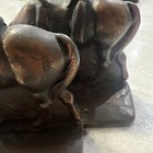 Antique Pair Cast Iron Bronze Brass Finish Bookends Saddled Horses 4   signed 4lb