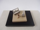 Vintage 800 Silver Floral Etched Lipstick Case Holder W  Mirror Cabochon Agate