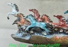 20 4  Old Chinese Color Bronze Fengshui Lucky Zodiac Year Animal 8 Horse Statue