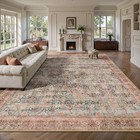Area Rugs For Living Room - Washable Vintage Retro Large Rug  8x10 A-rust Clay