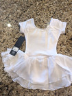 Eurotard Girls Cotton Lycra   Short Sleeve Dance Dress 10467 White Size Xs