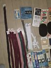 Vintage Lot Of Sewing Supplies Buttons Thread Lace Zippers Leather 