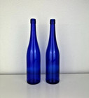 Lot Of 2 Empty Cobalt Blue Glass Riesling Wine Bottles No Labels Crafts Decor