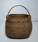 Vintage Woven Splint Wood Egg Buttocks Basket Southern Nc Tn