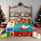 Merry Christmas Patchwork Green Quilt Set King- Santa Claus King 90 x104   Gift