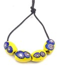 4 Venetian Antique Yellow  Chevron Cased Millefiori African Glass Trade Beads