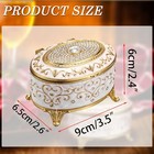 Vintage Jewelry Box Small Trinket Box - Oval Enamel Treasure Chest Box Metal    