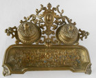 Art Nouveau Inkwell O  Prachthauser Germany Brass 1890s Tray   Double Inkwells
