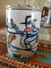 Debbie Dean Pottery Stoneware Mug Cowboy Horse  happy Trails  Hand Painted