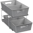  2 Tier Bathroom Organizer Tray Pull-out Sliding Drawer under-sink Gray