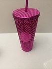 Starbucks Diamond Studded Tumbler Cold Cup 24 Oz  W   Keychain Ornament Hot Pink