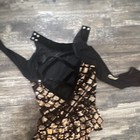 Weissman Black Mesh Long Sleeve Sequin Dance Costume Leotard Women 64830