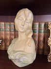 Vintage Very Rare Bust Girl With A Scarf Plaster 11 1 2