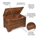 Rustic Solid Wood Toy Box Safety Hinge Reversible Front Panel Kids Storage New