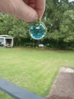 Coach Purse Charm Bag Key Fob Resin Acrylic Aquamarine Color Ball   Gold Tone