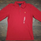 Ralph Lauren Girls Xl Red Long Sleeve Polo Top Rhinestone Buttons New