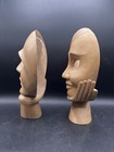 Vintage Hand Carved Wood Theater Masks Comedy Tragedy Wall Art Decor Set