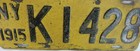 1915 Original New York Ny Automobile Car License Plate Tag K1428   