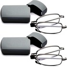 2 Pairs Anti-blue Metal Compact Folding Light Reading Glasses With Carrying Case