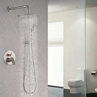 Concealed Shower Mixer Faucet Tap Set 250mm Rainfall Showerhead Brushed Nickel
