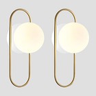 Gold Glass Globe Wall Sconce Set Of 2 Mid-century Modern Vintage Brass Oval 