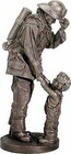 Fireman Fire Fighter With Child Decorative Figurine 11 75  Tall Resin