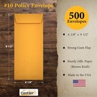  10 Policy Envelopes  4-1 8 X 9-1 2  Premium 24lb  Kraft  Gum Flap  500 box